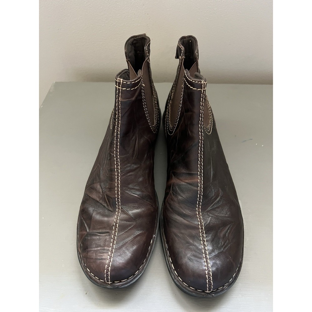 Clarks Bendables Brown Crinkle Leather Ankle Boots Booties Slip On Womens 10M